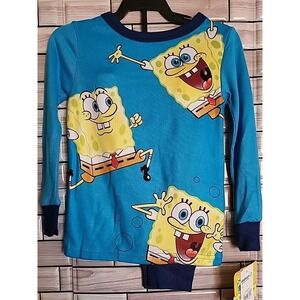 Sponge Bob Square Pants All Over Graphic 2 Piece Sleepwear Set Boys Size 4 NWT